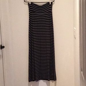 Black and white striped maxi skirt